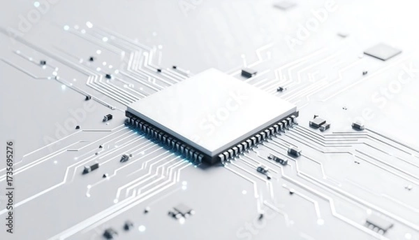 Fototapeta Microchip Technology: A Close-Up View of a Modern Processor on a Circuit Board