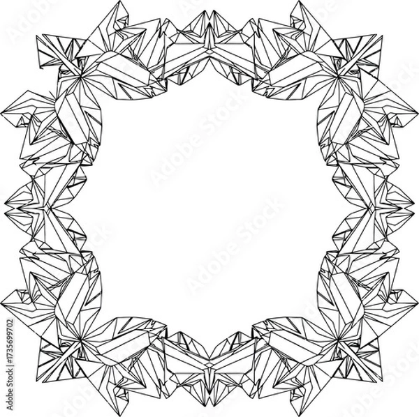 Fototapeta Vector abstract polygonal ornament frame, minimalist geometric decorative art
