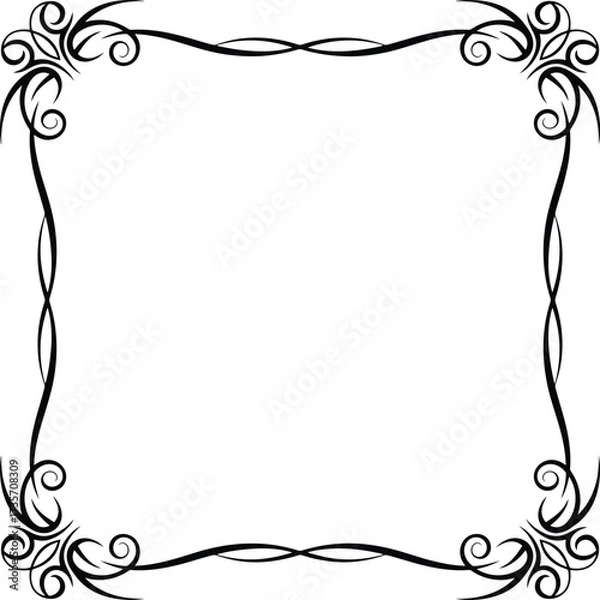 Fototapeta Ribbon swirl ornament frame, decorative flowing border for certificate & cover