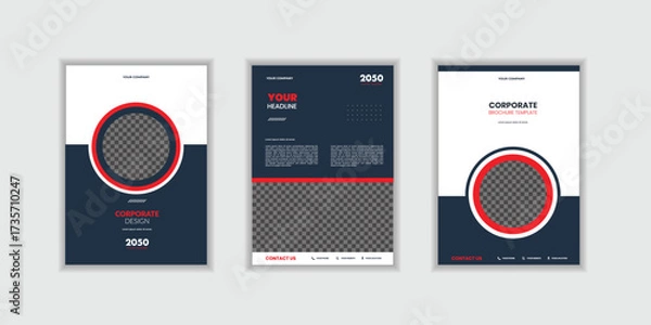 Fototapeta Red Annual report brochure flyer design template, Leaflet, presentation book cover templates.