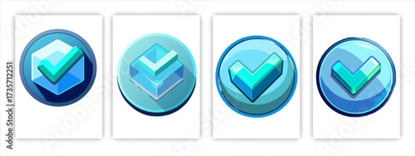 Fototapeta Verified check mark circle and badge set
