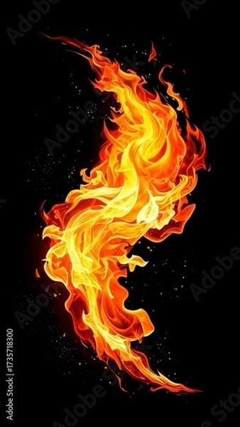 Obraz Abstract Fire Flames Design on Black Background for Creative Projects