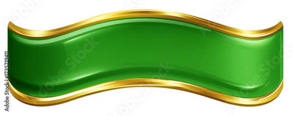 Obraz illustration green wavy banner with golden border design element