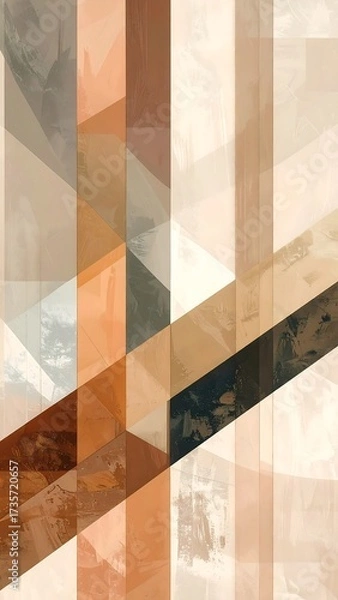 Obraz Abstract geometric composition with warm earth tones creating modern artwork
