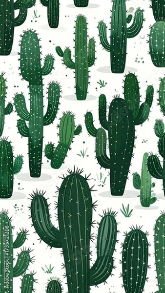 Fototapeta Cactus pattern on white background (2)
