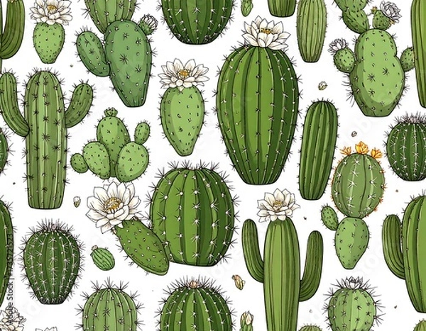 Fototapeta Cactus pattern on white background