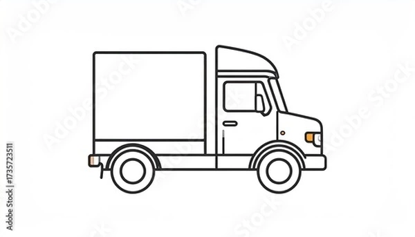 Fototapeta Simple line drawing of a delivery truck (2)
