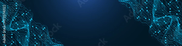 Fototapeta Modern technology circuit board texture background design. Quantum computer technologies concepts, large data processing. Futuristic blue circuit board background. Minimal illustration motherboard