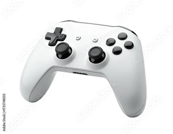 Fototapeta White wireless controller for gaming with buttons, sticks, and a D-pad