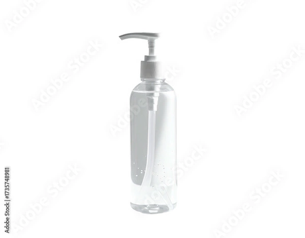 Fototapeta Transparent bottle of liquid soap or sanitizer with a pump dispenser