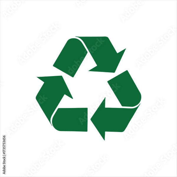 Fototapeta Green Recycling Symbol – Universal Eco Icon Representing Sustainability, Waste Reduction, Circular Economy, and Environmental Responsibility in Minimal Vector Style