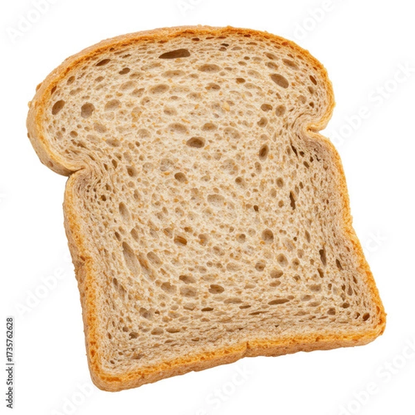 Fototapeta Slice of whole wheat bread isolated PNG with Transparent Background