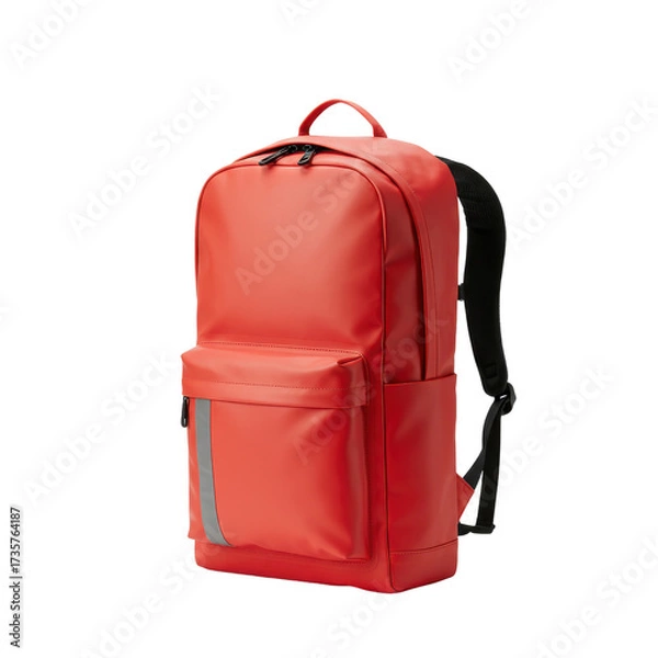 Fototapeta Red backpack for school, travel, or everyday use isolated PNG with Transparent Background