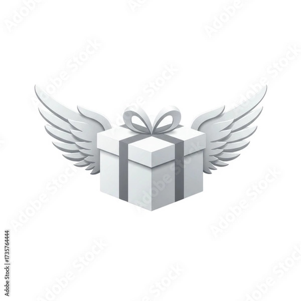 Fototapeta Gift box with wings for delivery or special promotion isolated PNG with Transparent Background