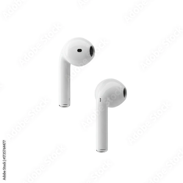Fototapeta Pair of wireless earbuds for music listening isolated PNG with Transparent Background
