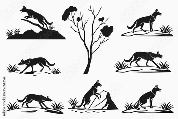 Obraz Minimalist dingo and outback icons set