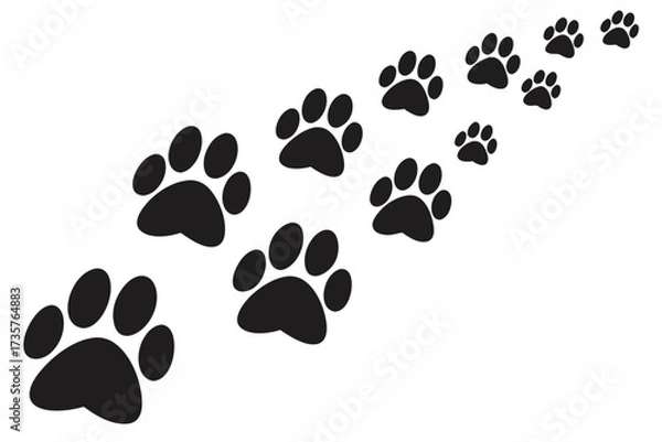 Obraz Minimalist dog paw print icon set for pet brands