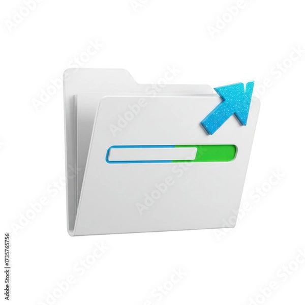 Fototapeta File folder uploading with progress bar and arrow isolated PNG with Transparent Background