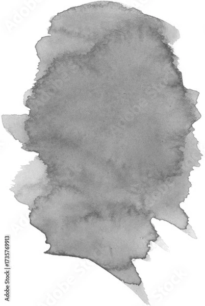 Fototapeta Black ink watercolor texture isolated on white background