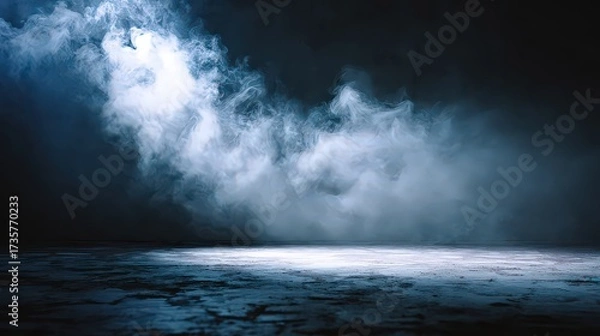 Fototapeta Dramatic Dark Studio Scene With Smoky Atmosphere