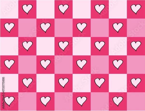 Obraz pink heart checkerboard repeat pattern