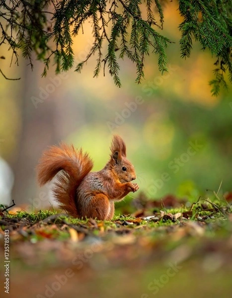 Obraz Squirrel in autumnal forest