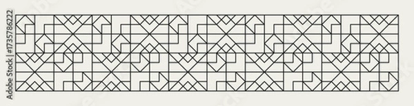Fototapeta Abstract geometric line pattern background in black and white. Graphical illustration for a unique banners, wall decor, textiles and interior design.