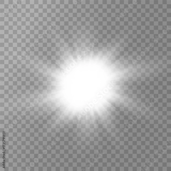 Obraz Realistic Sun Light Rays Effect on Transparent Background