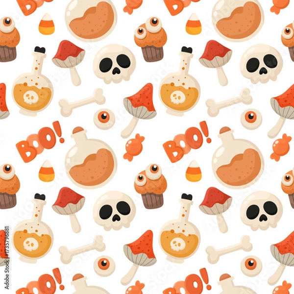 Obraz Seamless Halloween pattern, festive background in flat style