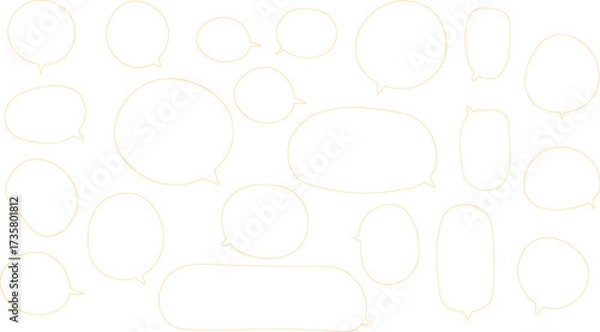 Fototapeta The bubbles are drawn in a hand-drawn or casual vector style, showcasing a wide variety of shapes and sizes.. orange color.
