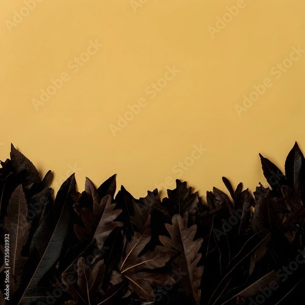 Obraz Flat Lay Autumn Composition with Dense Leaf Border and Copy Space