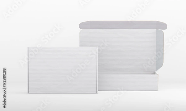 Fototapeta Two blank packaging boxes mockup, closed and open