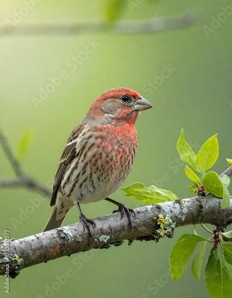 Fototapeta A small bird perched on a branch