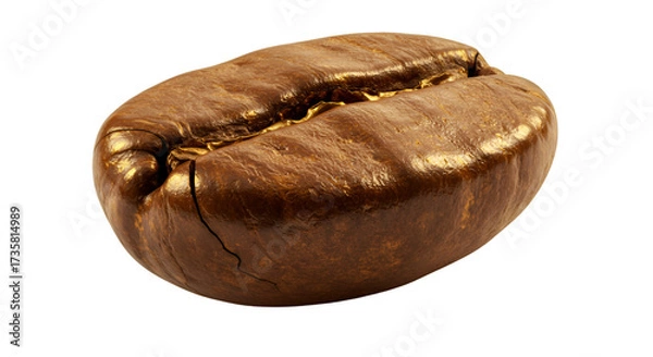 Obraz Coffee Bean Delight: A close-up shot of a single, perfectly roasted coffee bean, showcasing its rich brown hue and intricate textures. It's a sensory journey into the world of coffee.