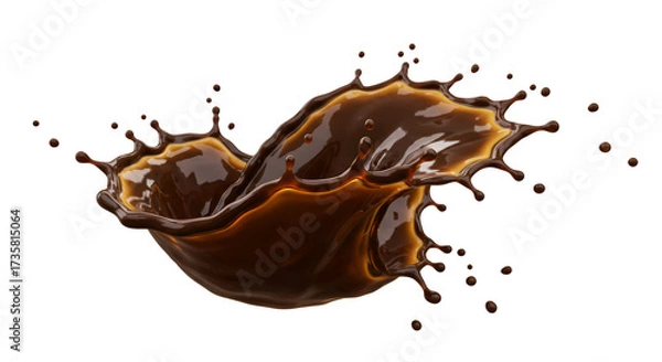 Obraz Chocolate Splash: A dynamic image capturing a mesmerizing splash of rich, dark chocolate, with droplets suspended in mid-air, a visual treat for any food enthusiast. 