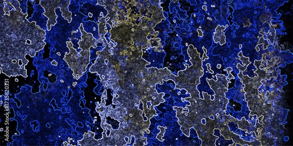 Fototapeta Abstract textured background with vibrant blue and yellow glowing outlines on dark textured surface vector
