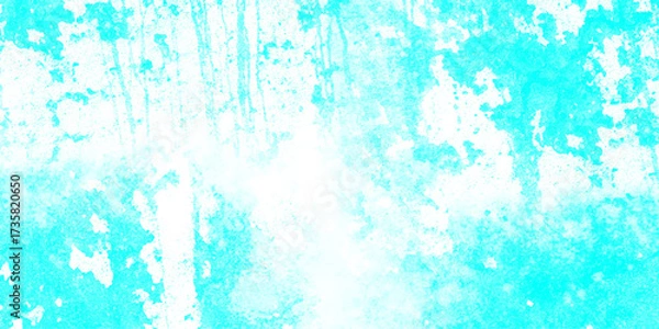 Fototapeta Bright Cyan and White Textured Background with Splattered Paint and Grungy Marks vector illustration