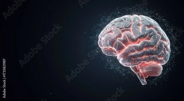 Fototapeta Human brain with network connections. Artificial intelligence.