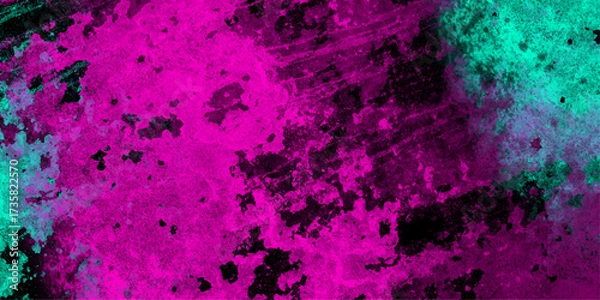 Fototapeta Vibrant Abstract Grunge Texture with Magenta, Teal, and Black Splatters background