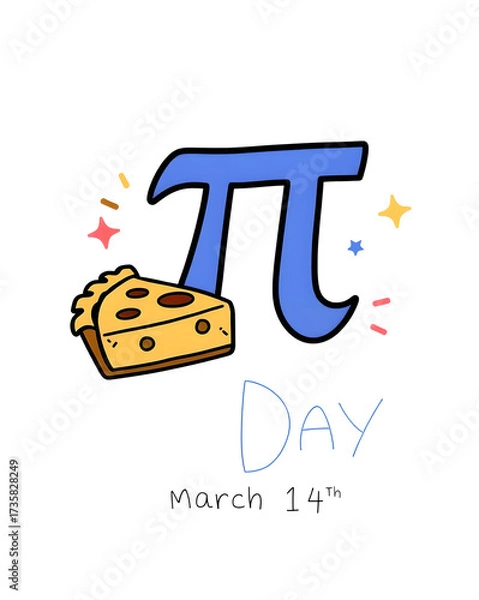 Fototapeta Pi Day – March 14 Math Symbol and Pie Illustration