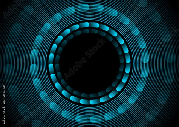Fototapeta Dark blue minimal hi-tech geometric background with linear circles. Vector design