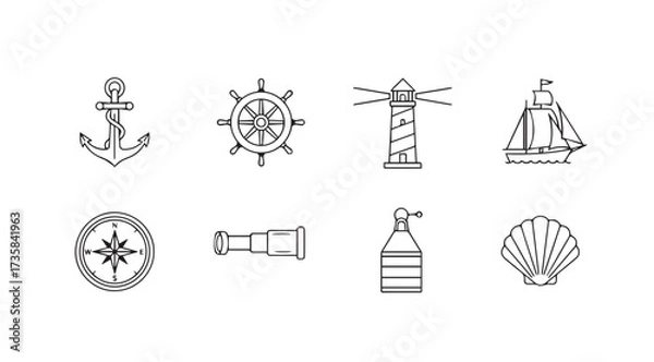 Fototapeta Vector art of nautical icon set