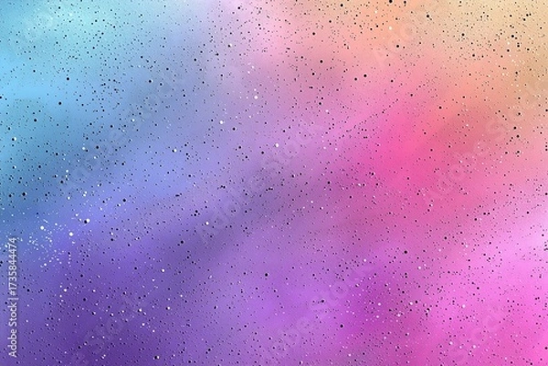 Fototapeta Dreamy, abstract background of pink and blue nebula clouds with shimmering stars and sparkling light effects in space.