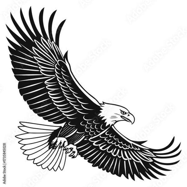 Fototapeta Flying Eagle Color full with Spread Wings – Powerful Bird Illustration.