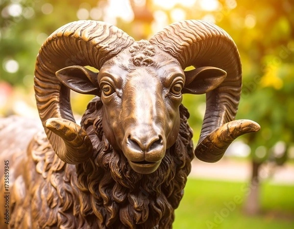 Obraz Bronze ram statue close-up