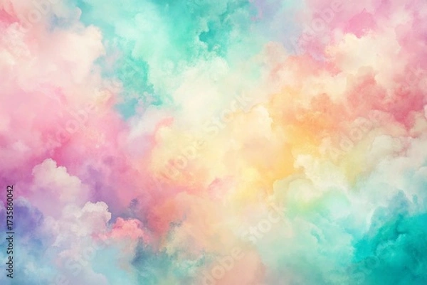 Fototapeta Dreamy Pastel Sky Background with Watercolor Texture Perfect for Creative Projects