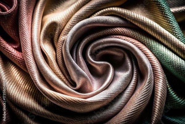 Fototapeta Elegant Swirl of Silk Fabric with Muted Earth Tones and Texture