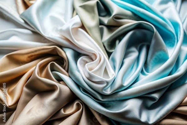 Fototapeta Elegant swirls of silk fabric in soft pastel colors
