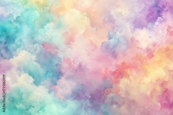 Fototapeta Pastel Clouds Dreamy Sky Background Illustration Beautiful Colorful Texture Abstract