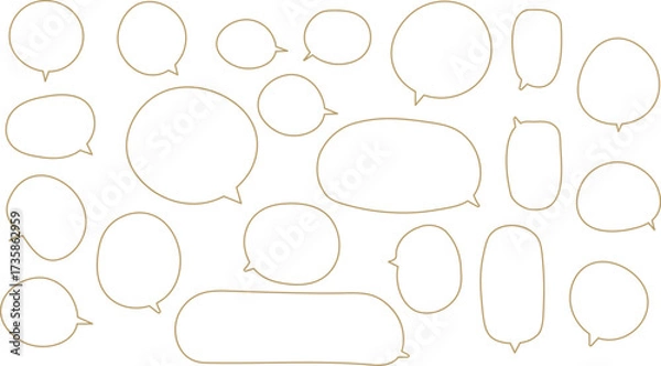 Fototapeta The bubbles are drawn in a hand-drawn or casual vector style, showcasing a wide variety of shapes and sizes.　Orange color.